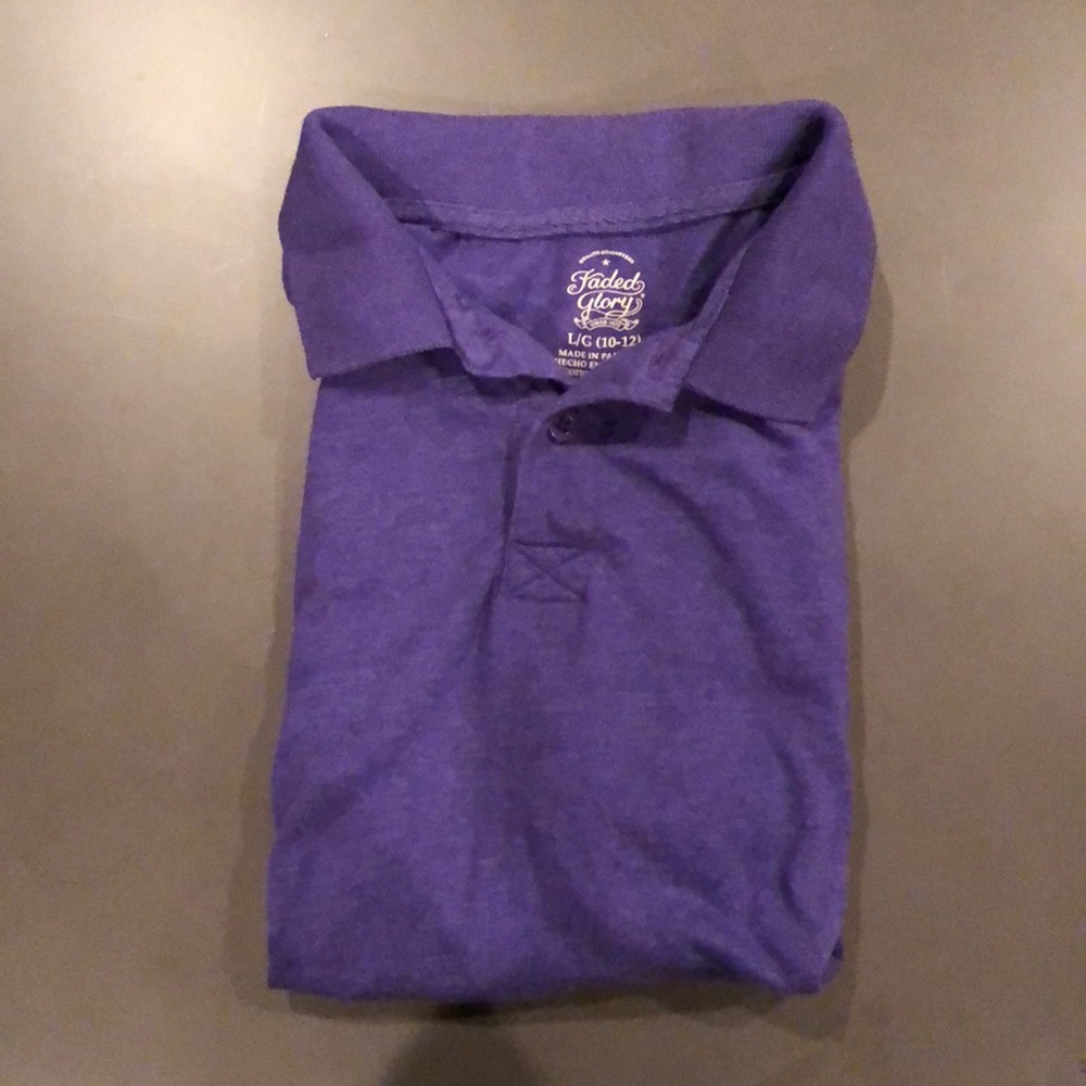 Purple youth large collared tee